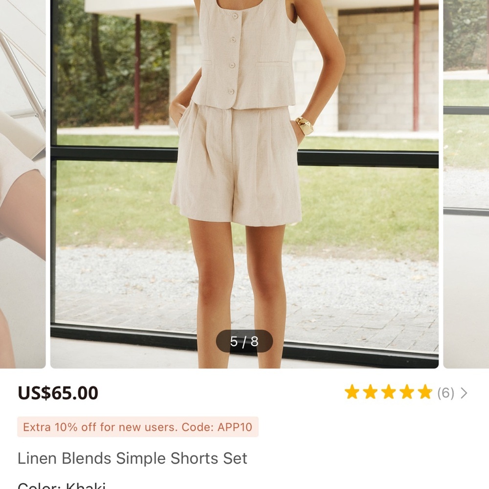 Commense Khaki Linen Vest Top